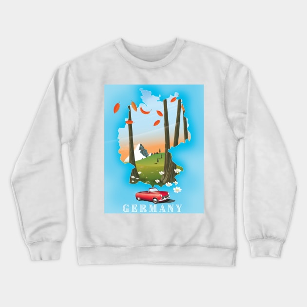 Germany map travel poster Crewneck Sweatshirt by nickemporium1